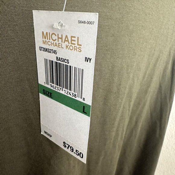 Michael Kors Large Basics Shirt IVY QT35KG2T45 MSRP $79.50 Green Blouse - Picture 3 of 12